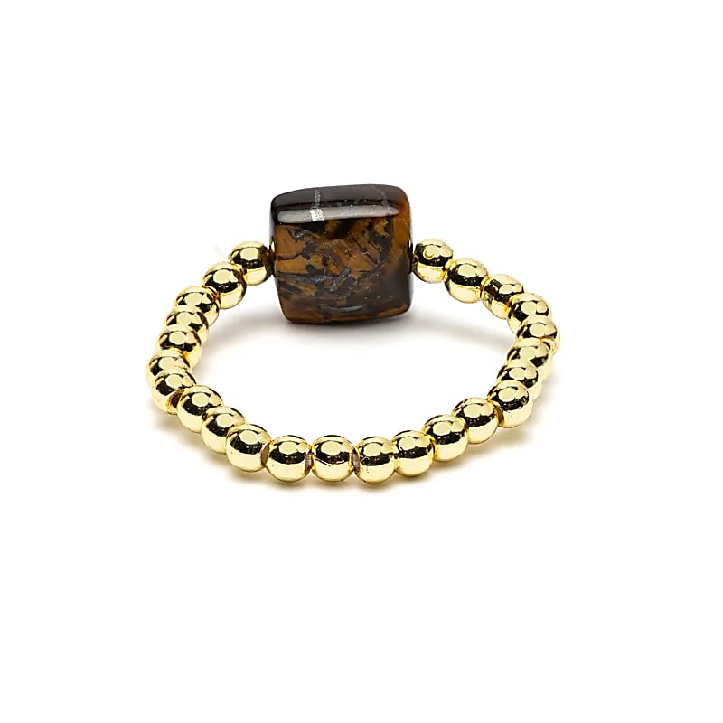 Elastic Ring Tiger's Eye | Faceted | One Size