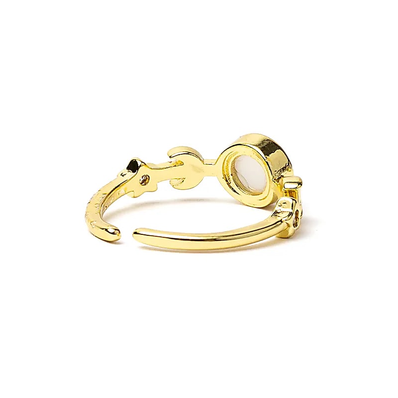 Adjustable Moon Phase Ring with White Agate | One Size