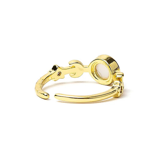 Adjustable Moon Phase Ring with White Agate | One Size