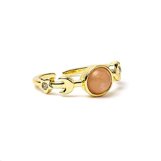 Adjustable Moon Phases Ring with Sunstone | One Size