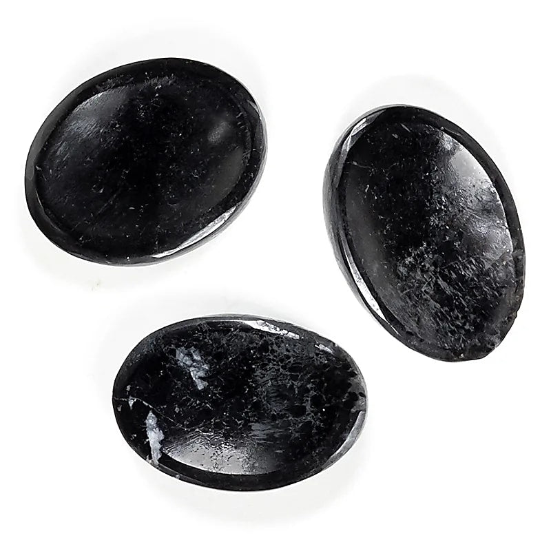 Black Tourmaline Worry Stone – Protection & Stress Relief | Polished Gemstone