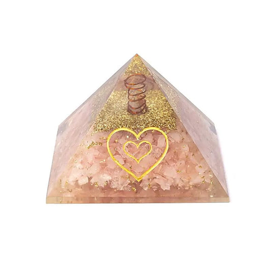 Orgonite Pyramid Rose Quartz | Heart Symbol | 7cm