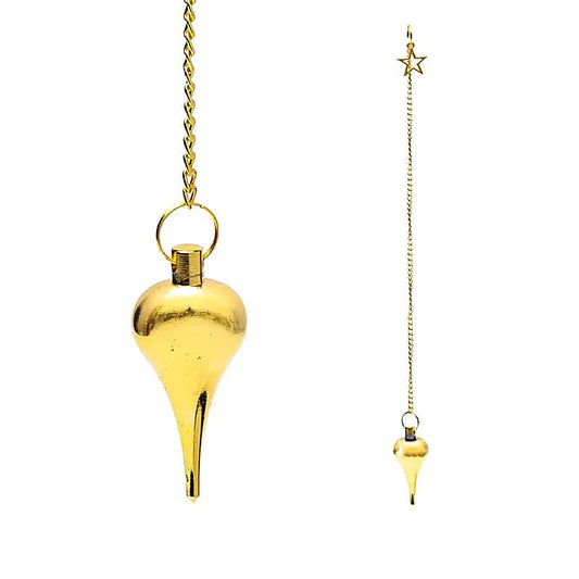 Golden Star Pendulum - Metal with Star Symbol in Velvet Pouch for Divination