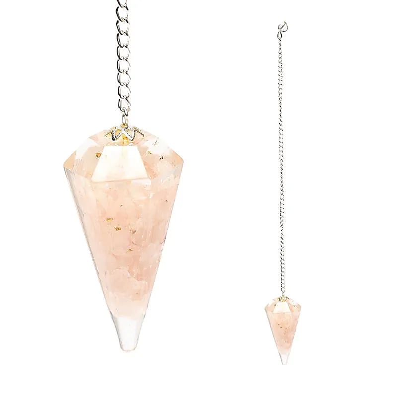 Orgonite Pendulum Rose Quartz – Faceted for Dowsing & Energy Protection