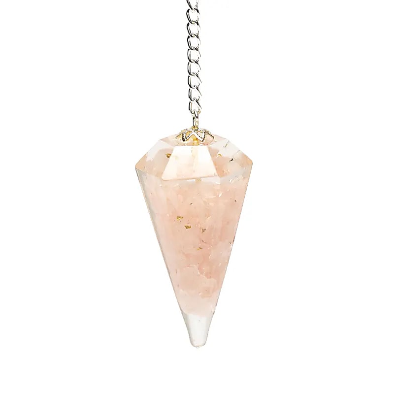Orgonite Pendulum Rose Quartz – Faceted for Dowsing & Energy Protection