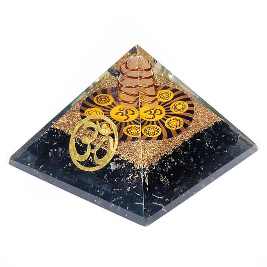Orgonite Pyramid Black Tourmaline | Ohm Symbol | 7cm