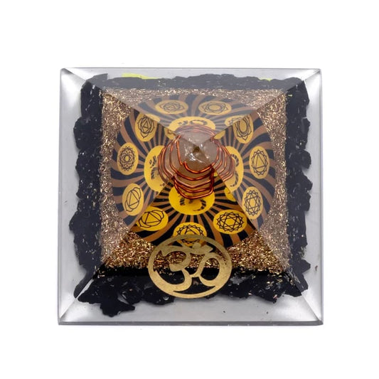Orgonite Pyramid Black Tourmaline | Ohm Symbol | 7cm