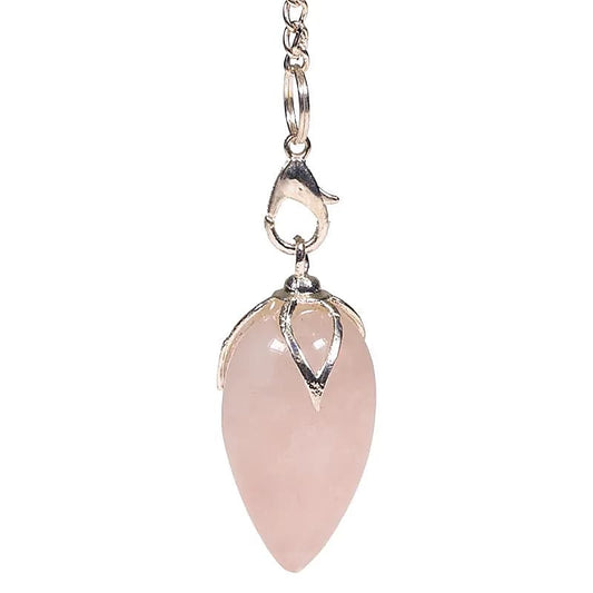Rose Quartz Crystal Pendulum - Lotus Point for Dowsing & Love