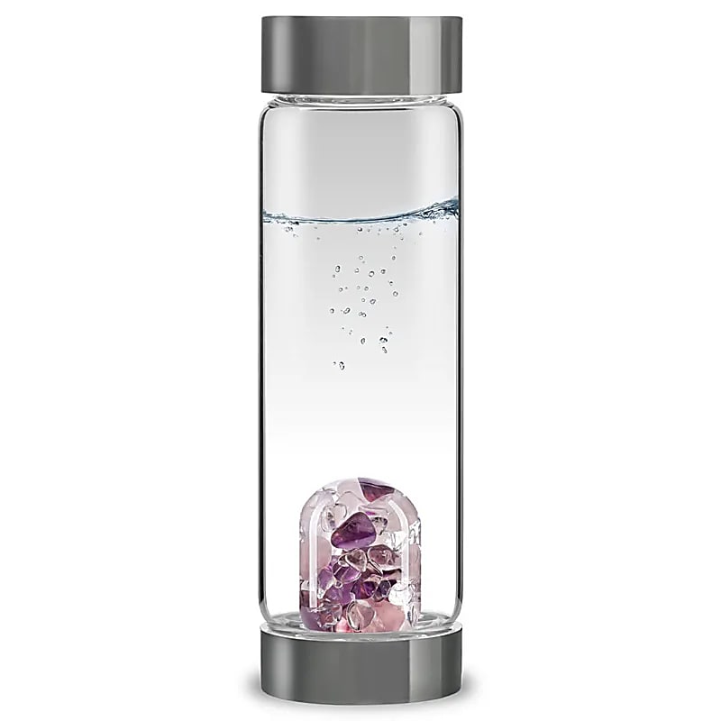VitaJuwel ViA Wellness – Gemstone Water Bottle | Rose Quartz, Amethyst & Clear Quartz