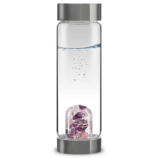 VitaJuwel ViA Wellness – Edelsteinwasserflasche | Rosenquarz, Amethyst & Bergkristall