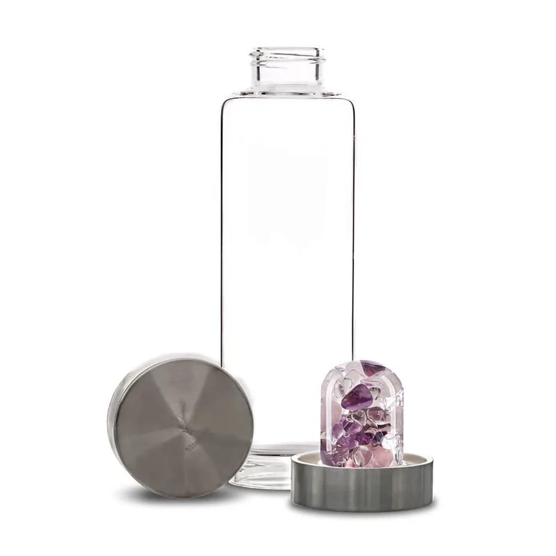 VitaJuwel ViA Wellness – Gemstone Water Bottle | Rose Quartz, Amethyst & Clear Quartz