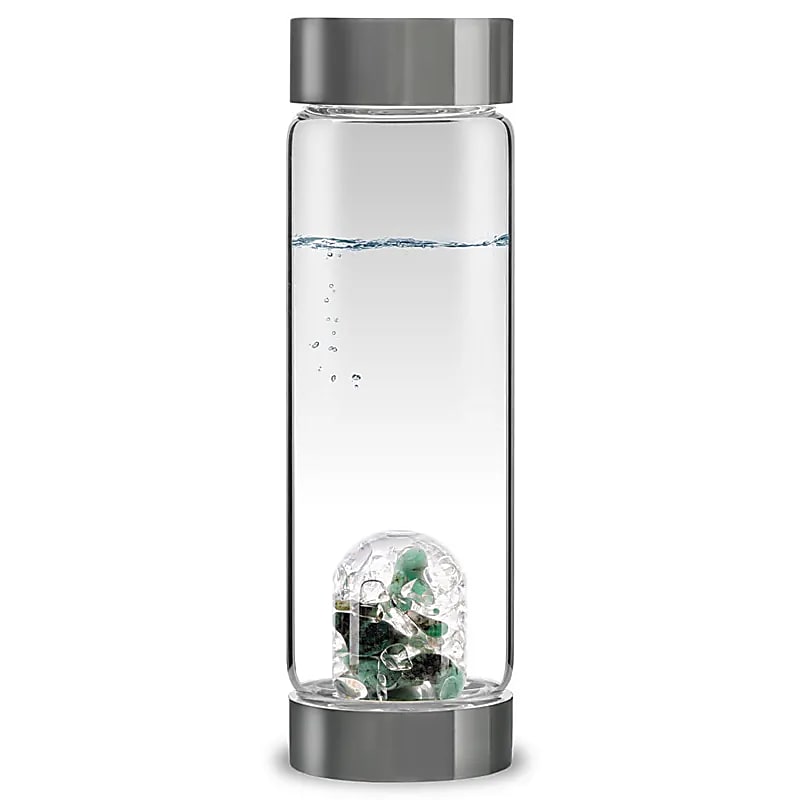 VitaJuwel ViA Vitality – Gemstone Water Bottle | Emerald & Clear Quartz