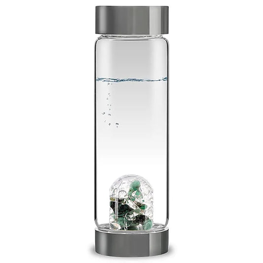 VitaJuwel ViA Vitality – Edelsteinwasserflasche | Smaragd & Bergkristall