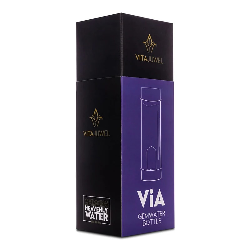 VitaJuwel ViA Vitality – Gemstone Water Bottle | Emerald & Clear Quartz