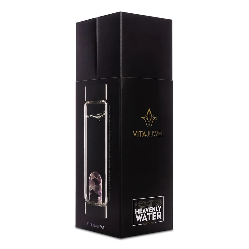 VitaJuwel ViA Vitality – Gemstone Water Bottle | Emerald & Clear Quartz