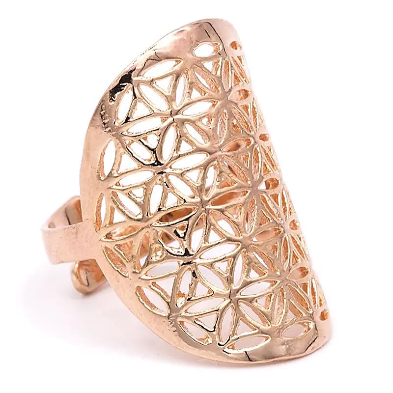 Adjustable Ring Flower of Life | Brass | Rose Gold Plated | Nickel-free