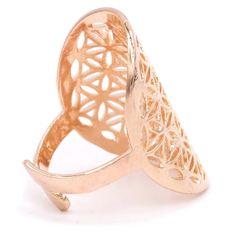 Adjustable Ring Flower of Life | Brass | Rose Gold Plated | Nickel-free
