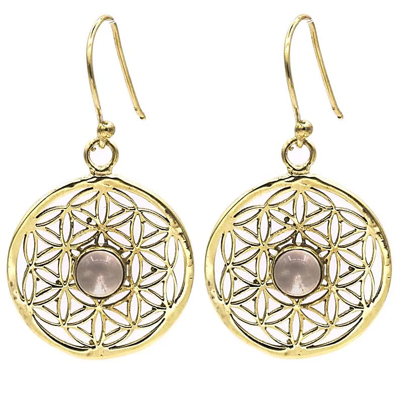 Earrings Flower of Life with Rock Crystal | Nickel-free
