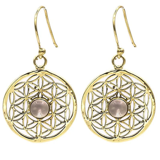 Earrings Flower of Life with Rock Crystal | Nickel-free