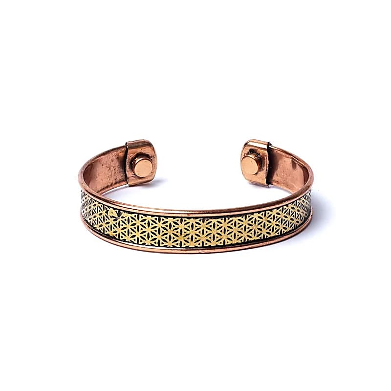 Copper Bracelet with Flower of Life & Magnets | Sacred Geometry