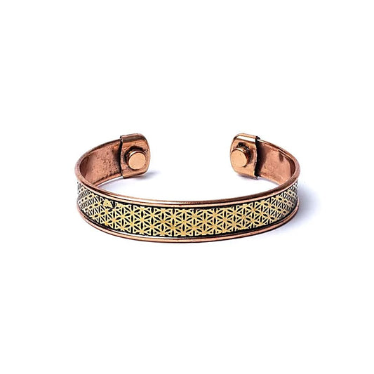 Copper Bracelet with Flower of Life & Magnets | Sacred Geometry