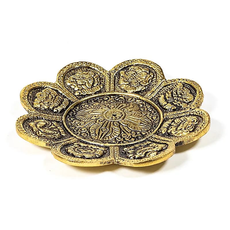 Incense holder 8 Buddhist Symbols of Good Fortune | Gold | Amstercharmed