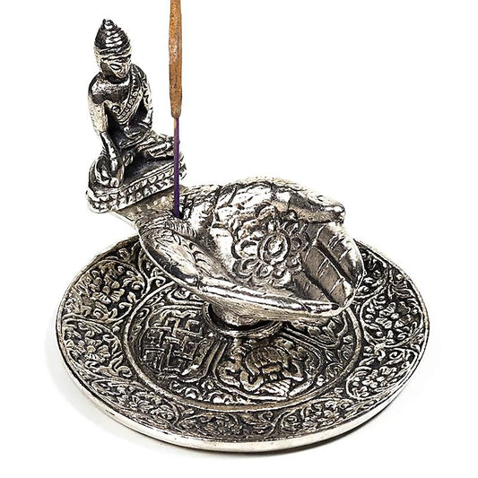 Räucherstäbchenhalter Opferhände mit Buddha | Detaillierte Keramik | Amstercharmed