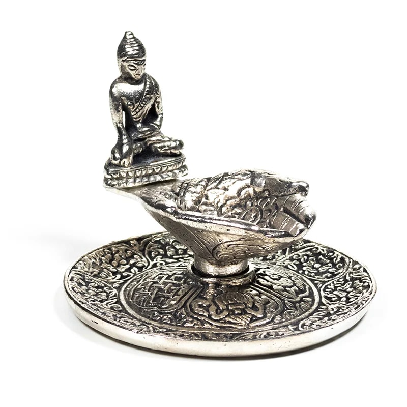 Incense Holder Offering Hands with Buddha | Detailed Ceramic | Amstercharmed