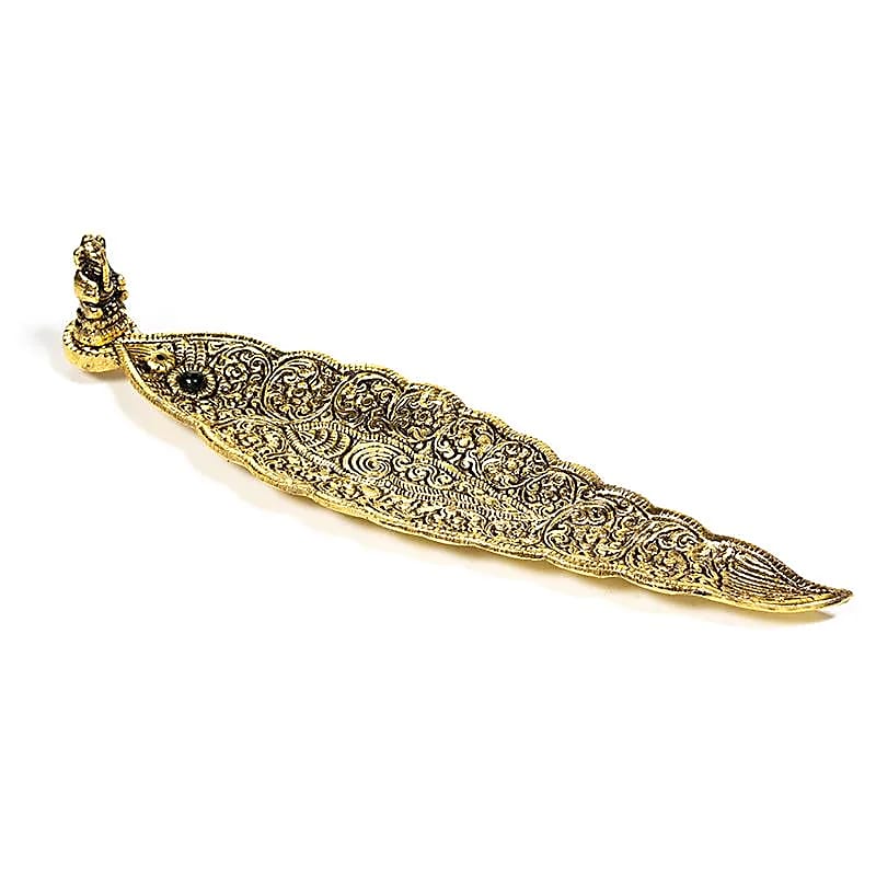 Ganesha Leaf-shaped Incense Holder | Gold-colored | Amstercharmed