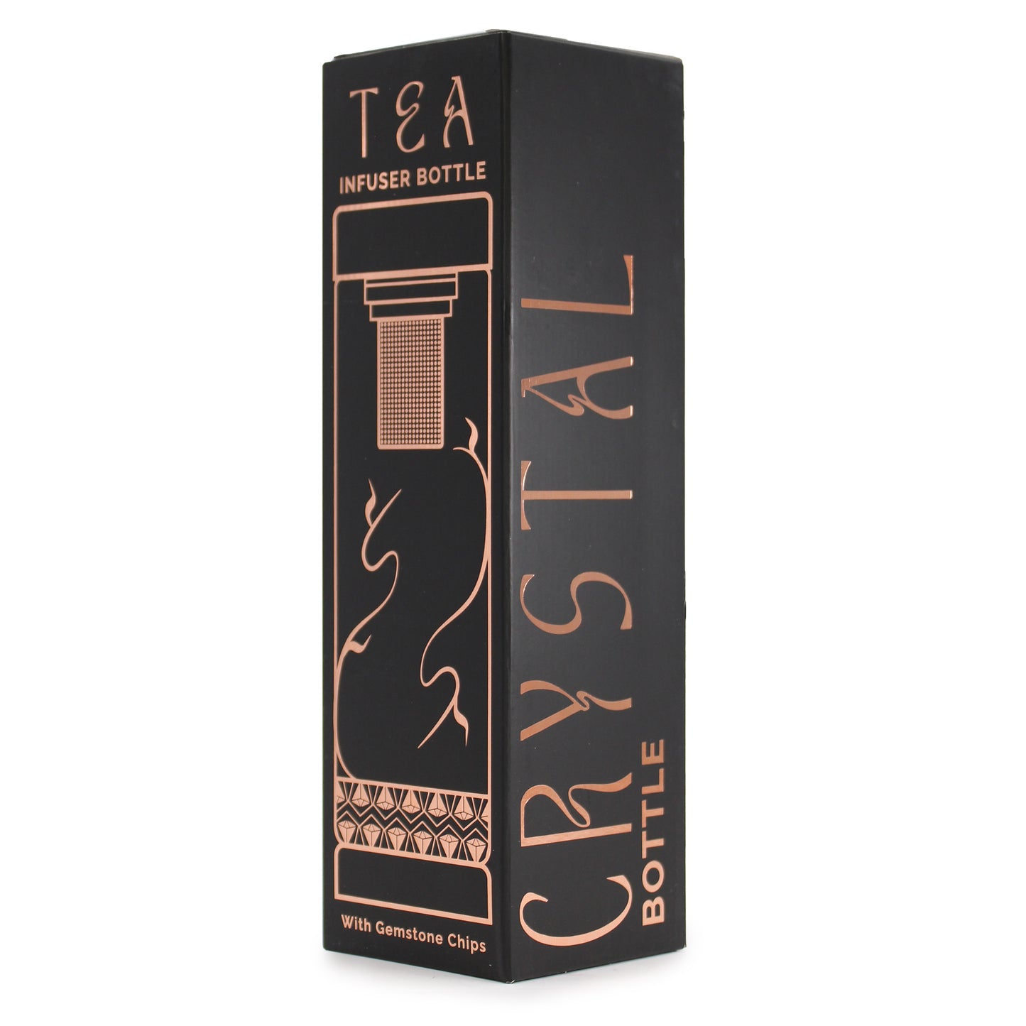 Kristallglas-Tee-Ei-Flasche – Roségold – Onyx