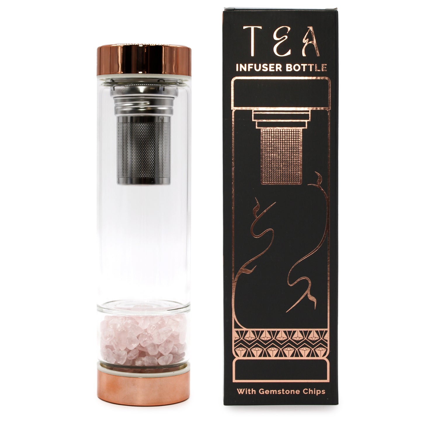 Glass Tea Egg Bottle Rose Gold – Rose Quartz | Love & Calm