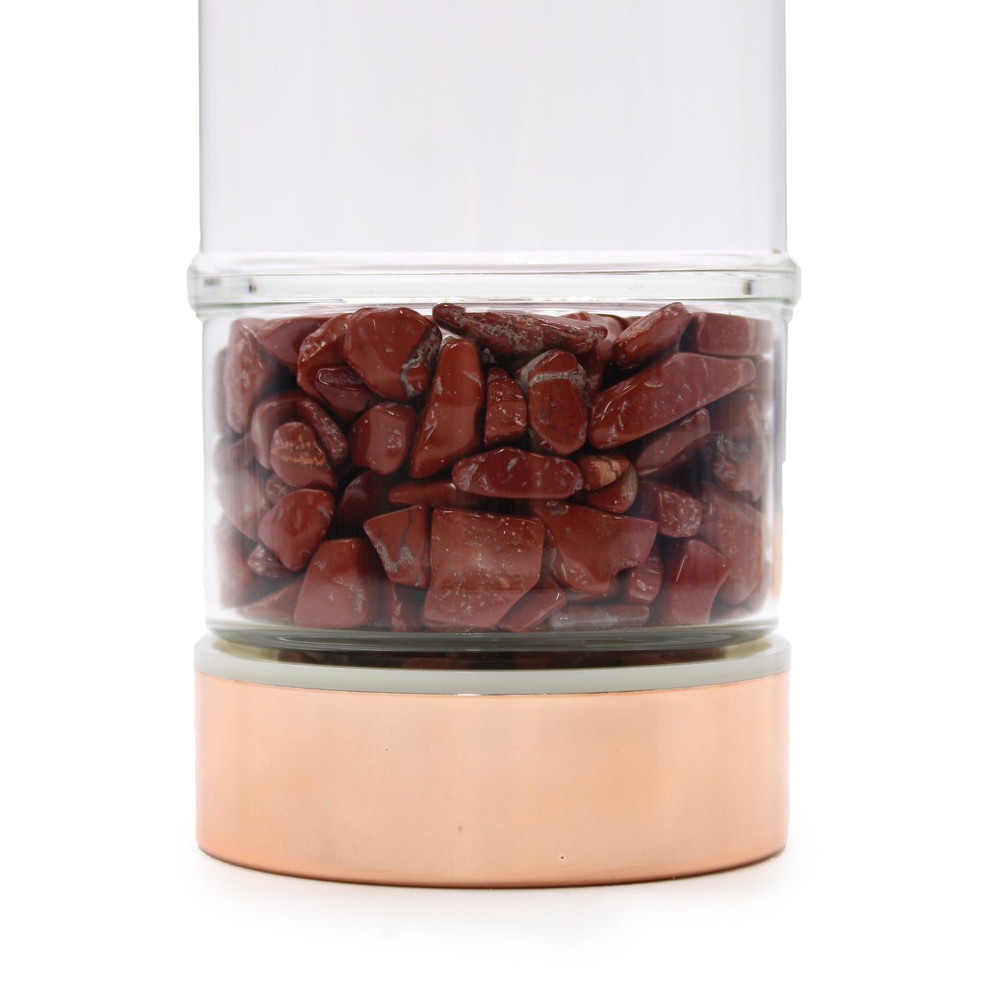 Glass Tea Infuser Bottle Rose Gold – Red Jasper | Luxury Tea Bottle with Crystal