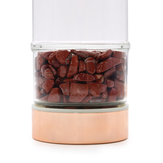 Teeflasche aus Glas Roségold – Roter Jaspis | Luxuriöse Teeflasche mit Kristall
