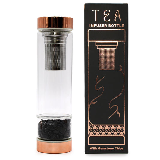 Teeflasche aus Glas Roségold – Onyx | Schutz & Stil