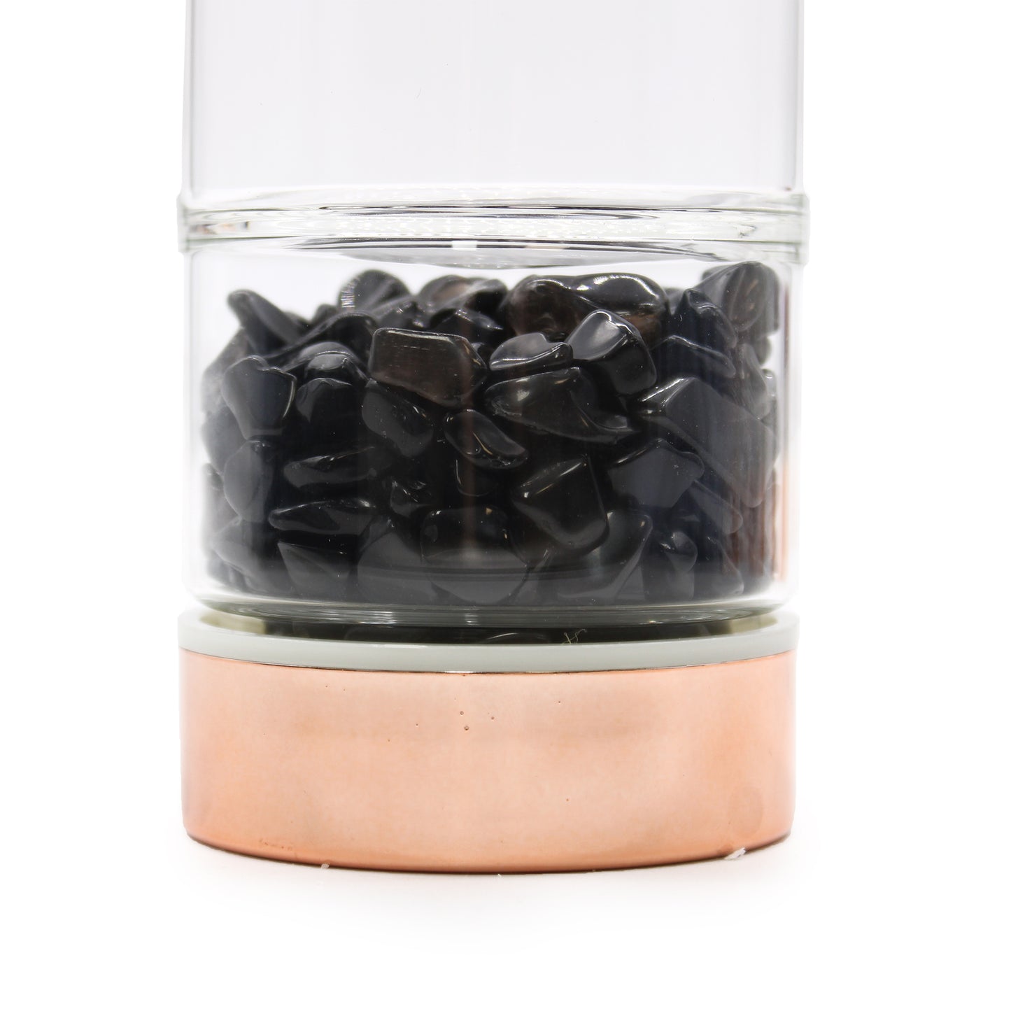 Kristallglas-Tee-Ei-Flasche – Roségold – Onyx