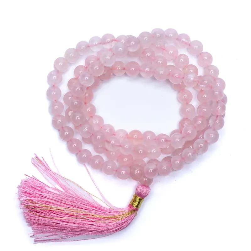Mala Rose Quartz AA-quality | 108 Beads + Pouch