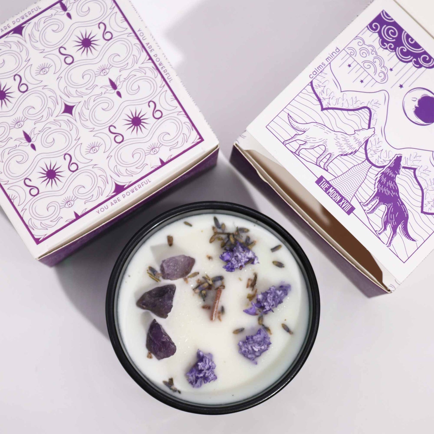 Hop Hare Kristall Magische Blumenkerze | Der Mond — Ruhe & Gelassenheit