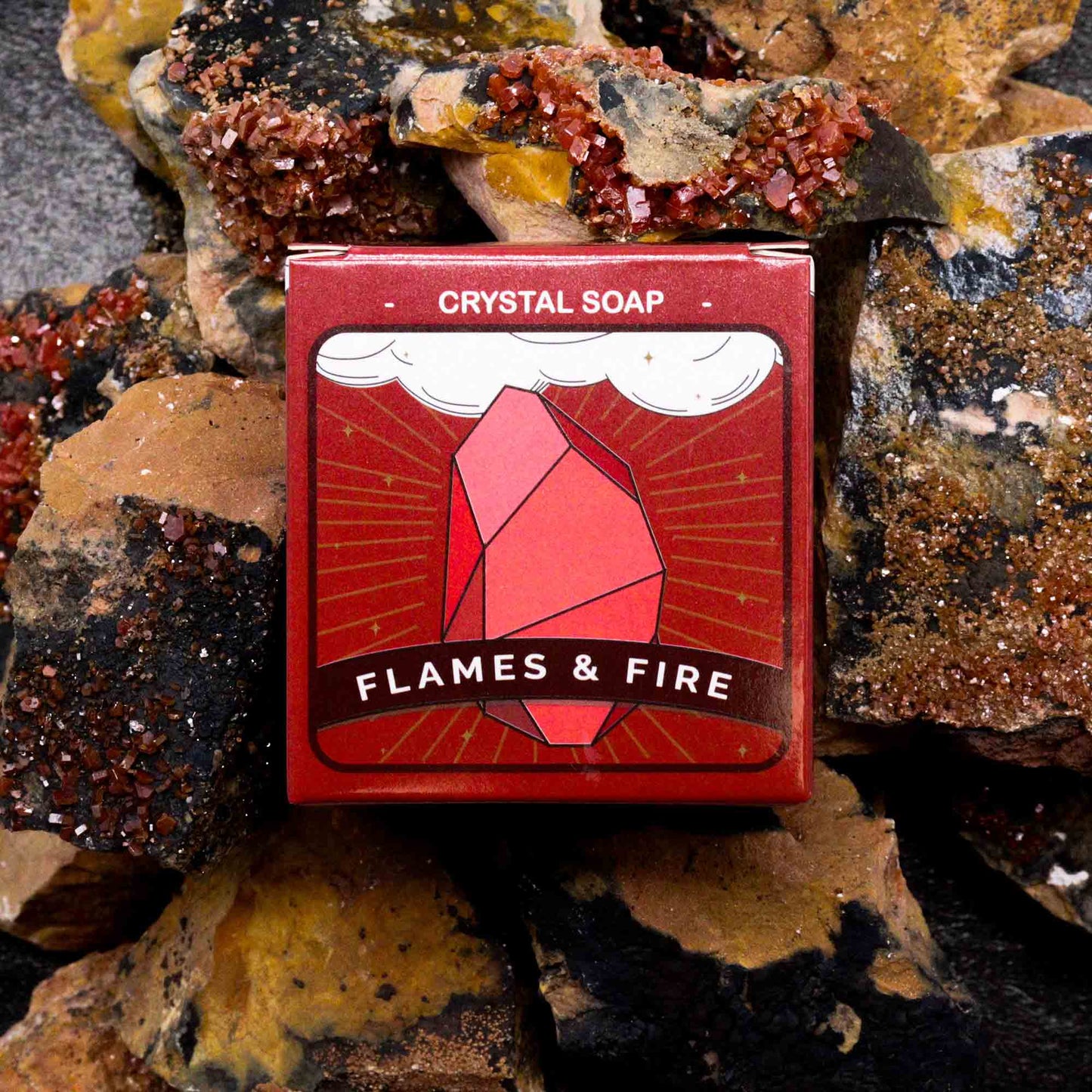 Crystal Elemental Soap Fire – Handmade with Hidden Crystal for Energy & Passion