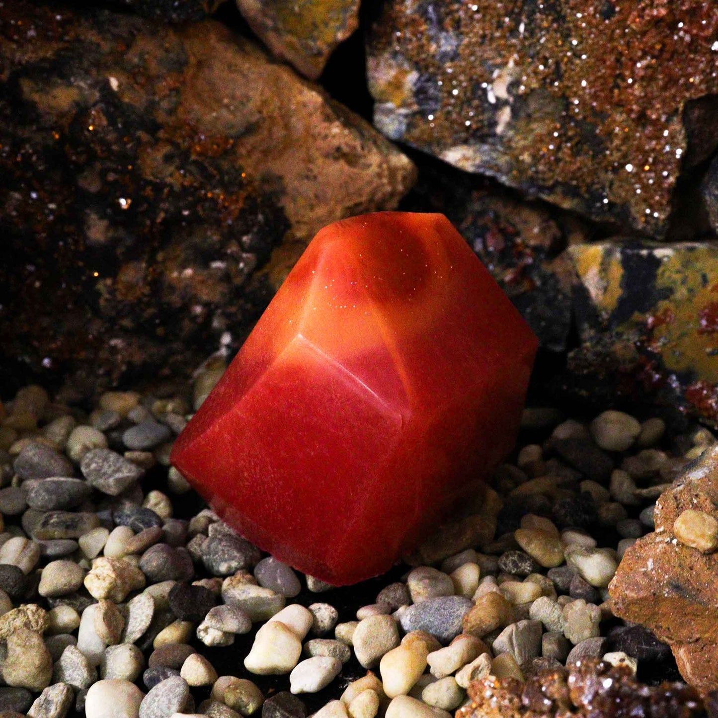 Crystal Elemental Soap Fire – Handmade with Hidden Crystal for Energy & Passion