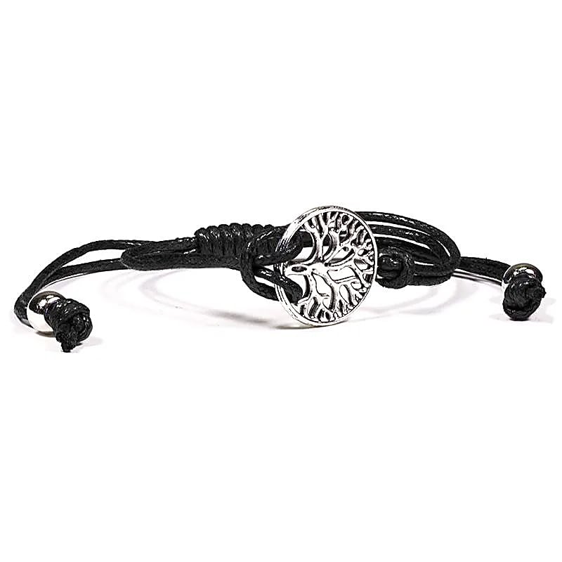 Adjustable Bracelet with Tree of Life | Black