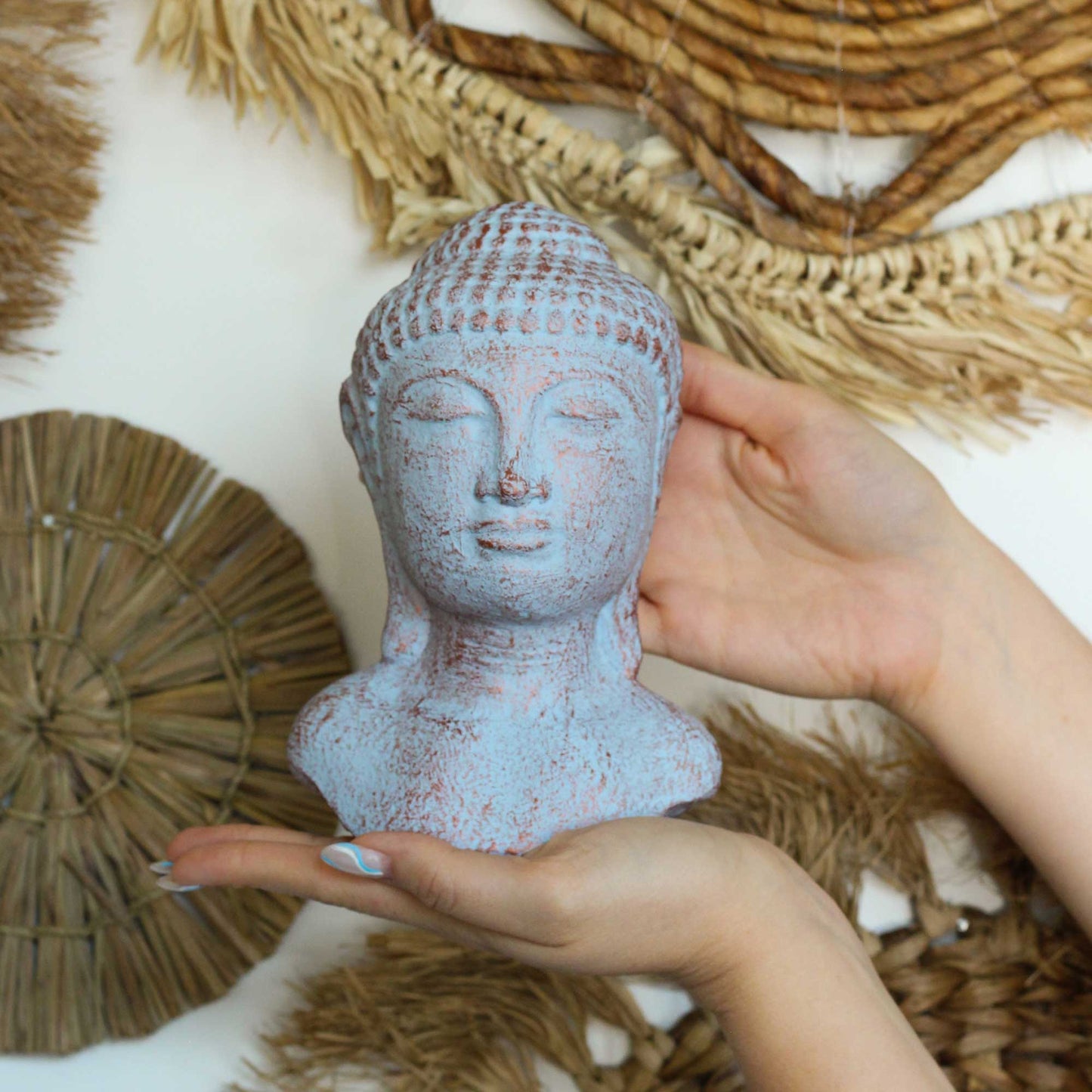 Buddha-Kopf Gelassenheit - Blaues Kupfer