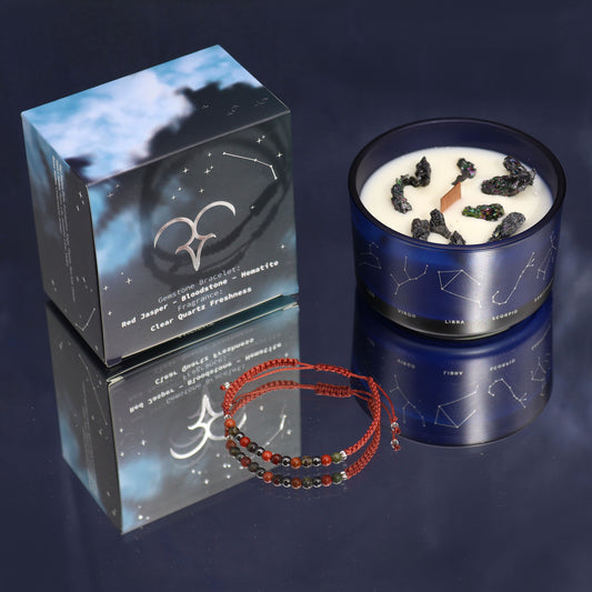 Zodiac Kristalle Kerze mit Edelstein-Armband - Widder