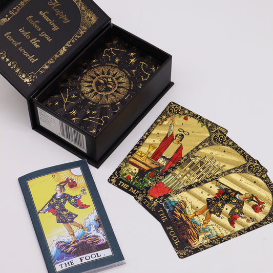 Gold Foil Tarot Cards with Guidebook - Luxury Tarot Deck 78 Cards with Gold Foil