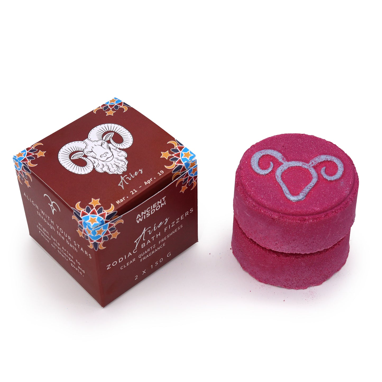 Aries Zodiac Bath Bombs - Set of 2 with Horoscope