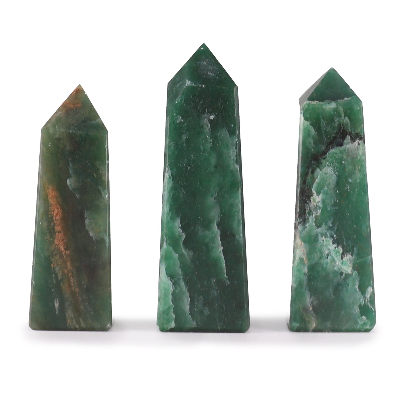 3x Edelsteen Obelisk Punt ca. 5 cm – Indiase Jade