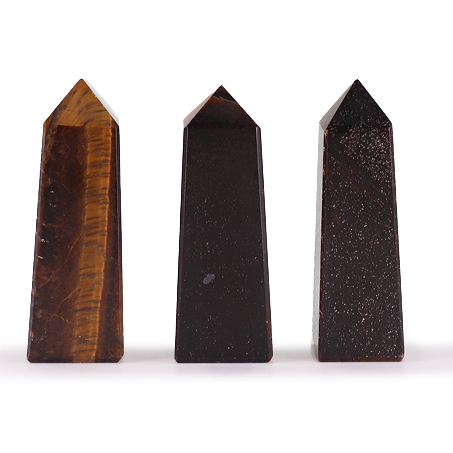 3x Edelsteen Obelisk Punt ca. 5 cm – Tijgeroog