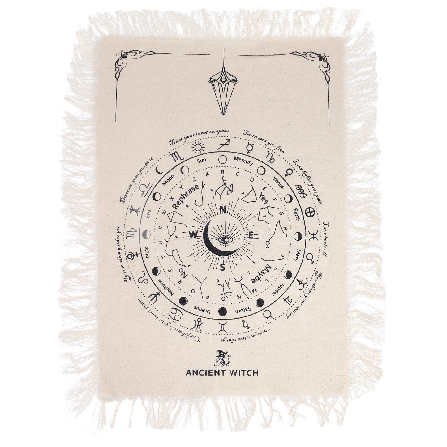 Pendulum Scrying Cloth All-Seeing Eye | Natural & Black | Divination & Tarot