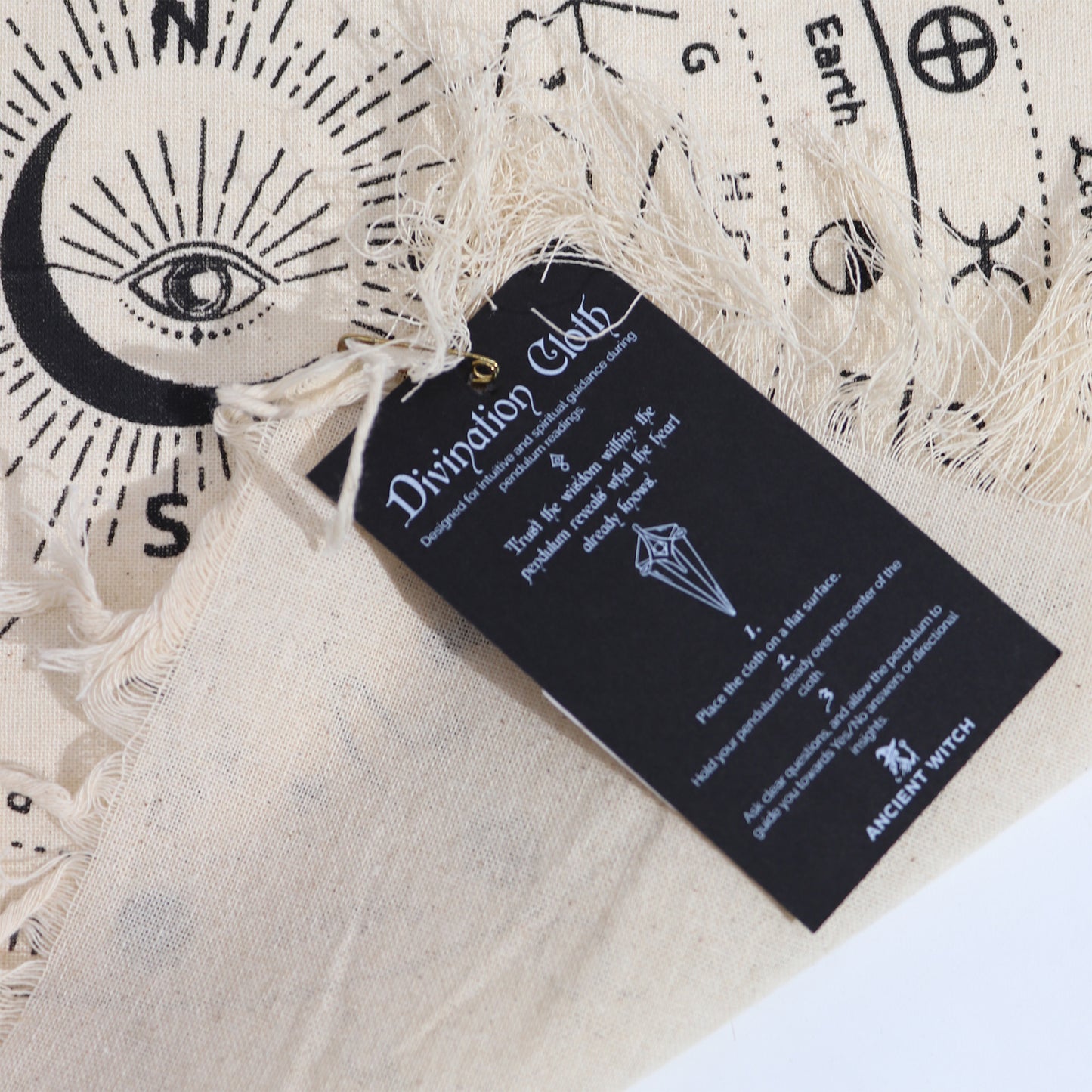 Pendulum Scrying Cloth All-Seeing Eye | Natural & Black | Divination & Tarot