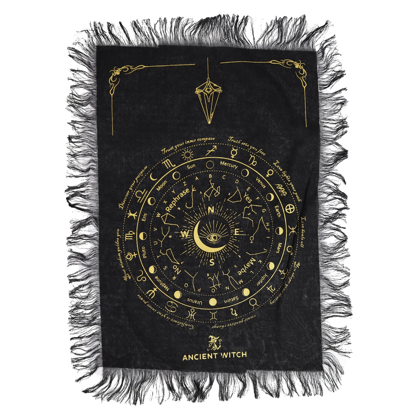 Pendulum Scrying Cloth All-Seeing Eye | Black & Gold | Divination & Tarot