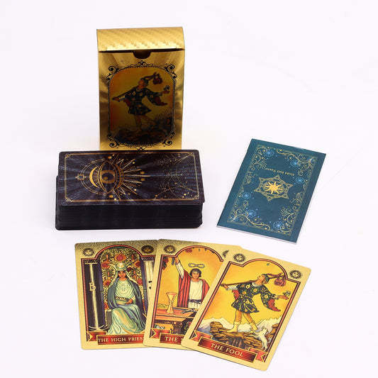 All-Seeing Eye Tarot Cards - Blue & Gold Foil Tarot Deck 78 Cards with Guidebook